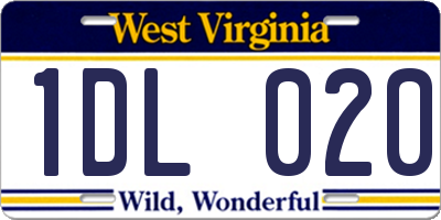 WV license plate 1DL020