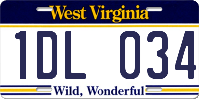 WV license plate 1DL034