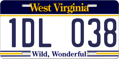 WV license plate 1DL038