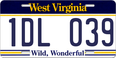 WV license plate 1DL039