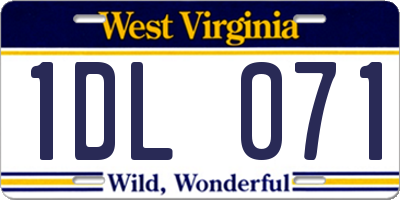 WV license plate 1DL071
