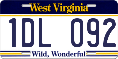 WV license plate 1DL092