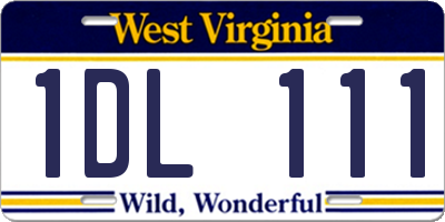 WV license plate 1DL111