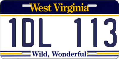 WV license plate 1DL113