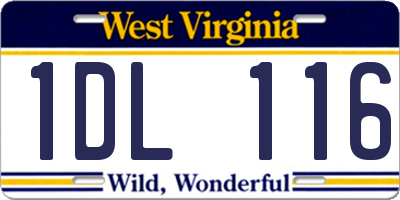 WV license plate 1DL116