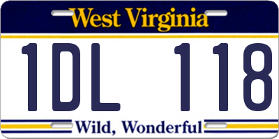 WV license plate 1DL118