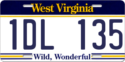 WV license plate 1DL135
