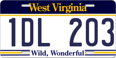 WV license plate 1DL203