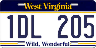 WV license plate 1DL205