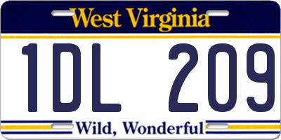 WV license plate 1DL209