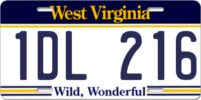 WV license plate 1DL216