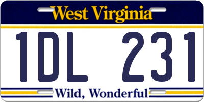 WV license plate 1DL231