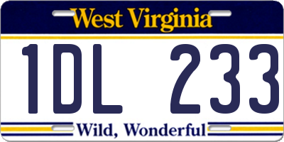WV license plate 1DL233