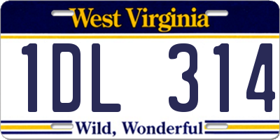 WV license plate 1DL314