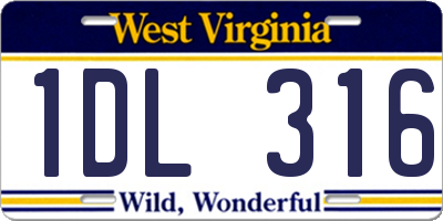 WV license plate 1DL316