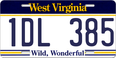 WV license plate 1DL385