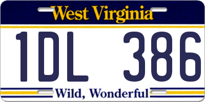 WV license plate 1DL386