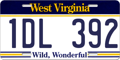 WV license plate 1DL392