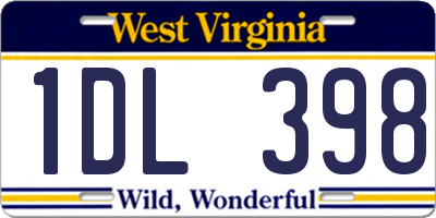 WV license plate 1DL398