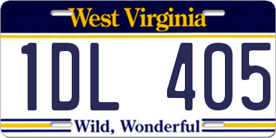 WV license plate 1DL405