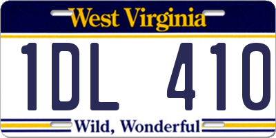 WV license plate 1DL410