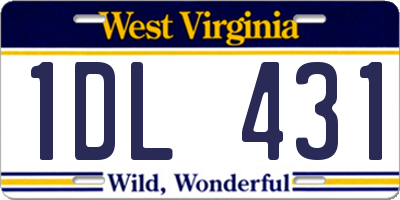 WV license plate 1DL431