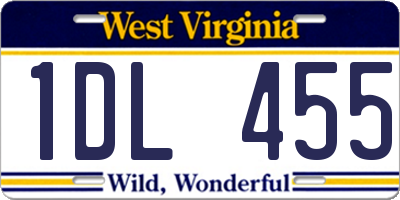 WV license plate 1DL455