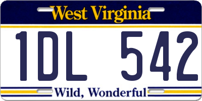 WV license plate 1DL542