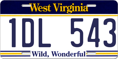 WV license plate 1DL543