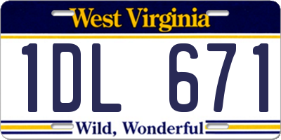 WV license plate 1DL671