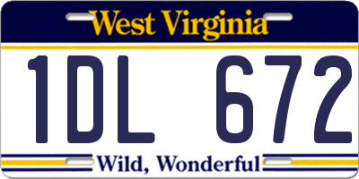 WV license plate 1DL672