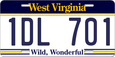 WV license plate 1DL701