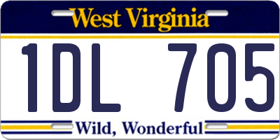 WV license plate 1DL705