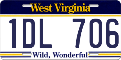 WV license plate 1DL706