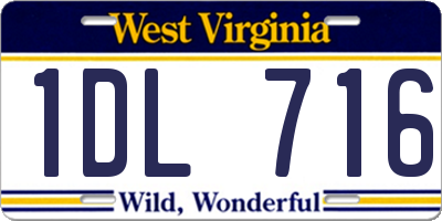 WV license plate 1DL716