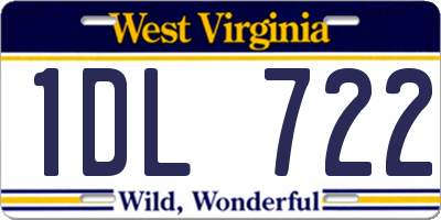 WV license plate 1DL722
