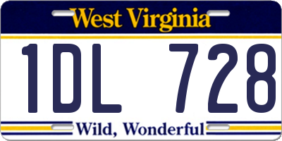WV license plate 1DL728