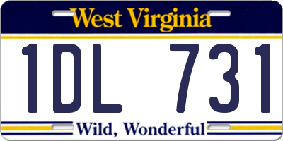 WV license plate 1DL731