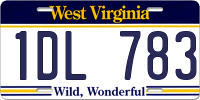 WV license plate 1DL783