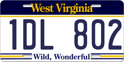 WV license plate 1DL802