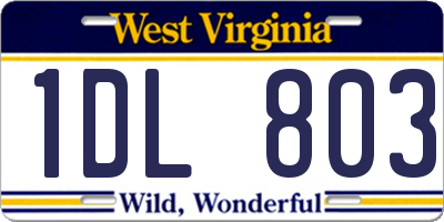 WV license plate 1DL803