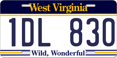 WV license plate 1DL830