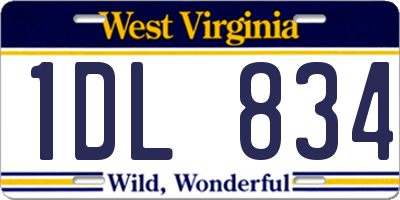 WV license plate 1DL834