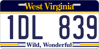 WV license plate 1DL839