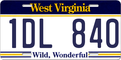 WV license plate 1DL840