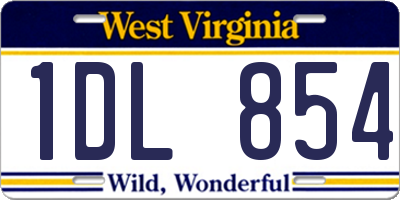 WV license plate 1DL854