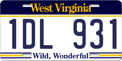 WV license plate 1DL931