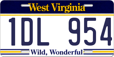 WV license plate 1DL954