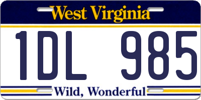 WV license plate 1DL985