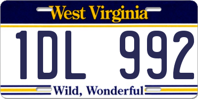 WV license plate 1DL992